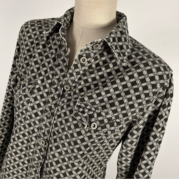 Vintage bluenotes Black and White Geometric Button-Up Shirt M - Picture 4 of 11